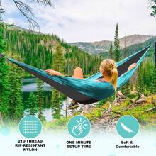 Hamaca de Camping Doble e Individual portátil con 2 Correas de árbol, Ideal para Senderismo, mochilero, Caza, al Aire última intervensión, Playa, Camping - Gris oscuro y azul cielo. - Ver 7