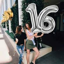 40 英寸黑色数字铝箔气球，大型聚酯数字气球，适用于生日派对装饰、结婚周年纪念活动装饰 - 黑色 - 查看 2