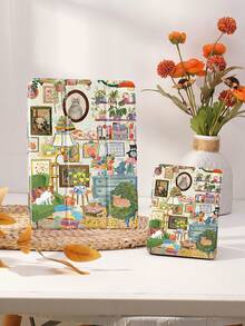 可爱动物图案平板电脑保护套，兼容 iPad 9.7/10.2/10.5/10.9/12.9/Pro 11（第十代）、Galaxy Tab S6 Lite 10.4、Kindle Paperwhite（第十二代，2024 年发布）、Kindle（第十一代，2022 年发布），柔软防震，带智能支架/自动唤醒/睡眠功能