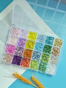 1 盒 15/24 种颜色时尚简约多色玻璃管 DIY 珠宝制作配件适用于项链、手镯、耳环、流苏、窗帘流苏 - 管珠套餐 - 查看 23