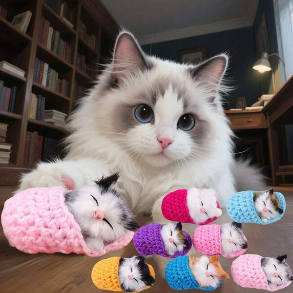 دمية قطة واقعية من القطيفة قطعة واحدة، دمية لطيفة من الفرو، ديكور قطط، قط محشو، حذاء تزلج قطني