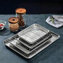 1/ 2 Set,Durable And Rust Proof! Oven Drain Tray: 430 Stainless Steel+304 Seamless Welding, Sanding Process Easy To Clean, Suitable For Home/Barbecue/Outdoor Gatherings
