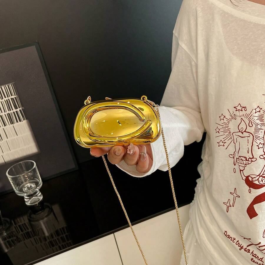 Túi cầm tay mini dự tiệc cao cấp màu vàng thời trang dành cho nữ - Vàng - Xem 1