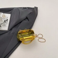 Túi cầm tay mini dự tiệc cao cấp màu vàng thời trang dành cho nữ - Vàng - Xem 8