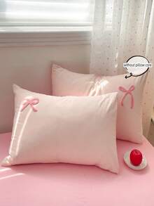 3件套床上用品（不含填充物）- 可爱郁金香、樱桃、花卉、兔子刺绣缎面羽绒被套，蓝色 - 粉色 - 查看 9