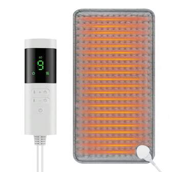 Elektrisch verwarmingskussen 9 warmtestanden 4 timerinstellingen 30x60CM Gevoelige temperatuur 30-50℃ Zacht, warm verwarmingskussen voor buik, schouders, knieën en benen Machinewasbaar Automatische uitschakeling