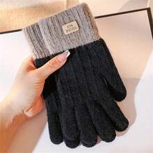 1 Pair Unisex Winter Warm Knitted Gloves - Touchscreen Compatible, Elastic Cuffs, Multi-Color Options, Suitable For Outdoor Leisure And Holiday Gifts (Christmas, Halloween, Thanksgiving), Soft Material