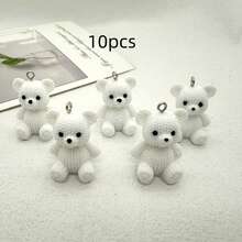 5 Pcs/10 Pcs Cute Bear Shape Charms, Suitable For DIY Jewelry Making - Resin Earrings, Necklaces, Handbags And Keychain Accessories - Non-Embedded Pendant Set