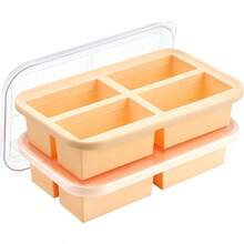 Super I Cube Tray 1 Cup X 4 Portions Big Silicone Freezing Mold With Lid, For SoupMeal, Prep Food Leftovers Freezer Storage Container, 2Pack - 1+杯 - 查看 2