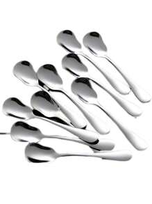 5-10pcs Stainless Steel Dessert Spoons, Creative Ice Cream Spoon, Yogurt Spoon, Coffee Pudding Spoon