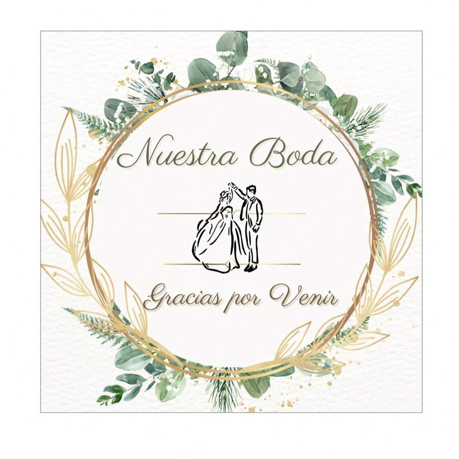 72/90 stikers para boda etiqueta gracias por venir/ acompañarnos - Verde Oliva - Ver 1