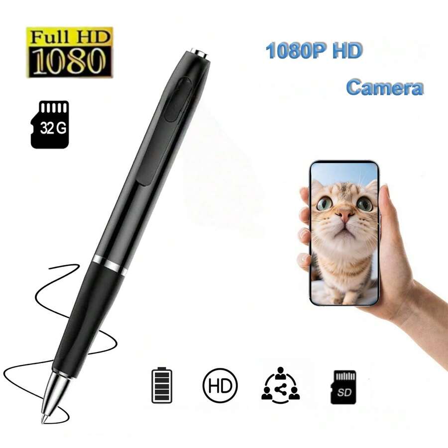 Small Camera Pen 1080P Mini Pocket Camera With Go Camera Pen With Video Recording And Photo Capture With Motion Detection For Business Meetings (16 GB Card) - Máy ghi hình + 16 thẻ nhớ - Xem 1