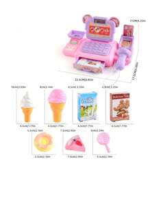 互动超市收银玩具，迷你模拟收银机游戏套装，含游戏币及配件，角色扮演游戏套装，扫描仪，声光效果。益智角色扮演游戏，节日礼物，生日礼物，儿童超市，超市收银机，迷你超市，奶油蛋糕，冰淇淋甜点 - 彩色 - 查看 11