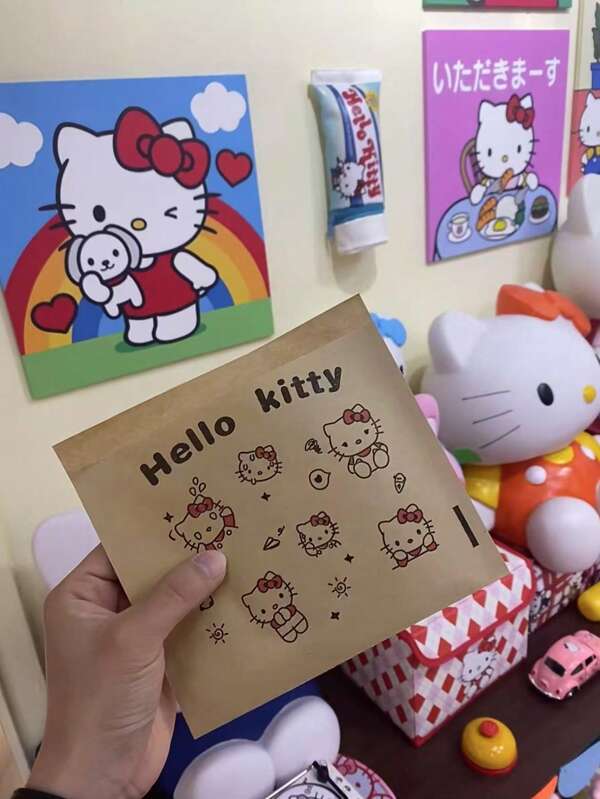 Sanrio 40pcs HelloKitty Kraft Paper Bag Opaque Gift Bag Packaging Bag Self Sealing Packaging Bag Thickened Large Capacity Packaging Material Gift Bag
