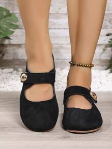 Women's Fashion Casual Hook And Loop Soft Bottom Round Toe Flats