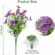 5pcs/3pcs/1pc Artificial Faux Plants Flowers Outdoor Spring Summer Decoration, Fake Silk Colorful Daisy Eucalyptus Realistic UV Resistant For Outside Home Planter Porch Patio Window Yard Decor,Outdoor Decor,Garden Decor (Mix)