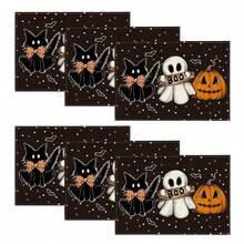 1/4/6 piezas Almohadilla de comedor con diseño de gato negro, fantasma, calabaza -Non-deslizante y resistente al calor, almohadilla de mesa de Halloween feliz para el interior de la granja, decoración de cocina, fiesta familiar, adecuada para la mesa interior/exterior de una mesa lavable, puede limpiar la almohadilla del comedor. - Multicolor - Ver 2