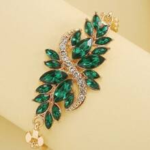 1 件 S 形水晶和水钻眼形设计手链，适合日常佩戴 - 綠色 - 查看 2