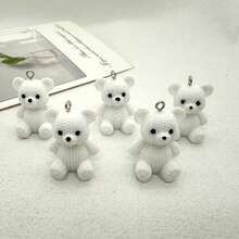 5 Pcs/10 Pcs Cute Bear Shape Charms, Suitable For DIY Jewelry Making - Resin Earrings, Necklaces, Handbags And Keychain Accessories - Non-Embedded Pendant Set