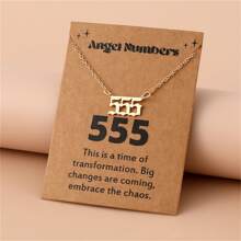 1 Women's Angel Digital Necklace Number 000-999 Gold Stainless Steel Digital Pendant