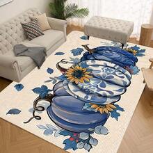 1/2 piezas Alfombras de piso de otoño y Acción de Gracias, alfombras de cocina con patrón clásico azul y blanco o patrón de calabaza, decoración de Acción de Gracias, adecuado para decoración de fiestas, baño, cocina y lavandería, uso en interiores y exteriores, decoración del hogar - Multicolor - Ver 12