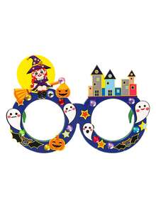 1pc Children's Halloween DIY Cartoon Glasses, Kids Creative Sticker Craft Toy, Preschool Halloween Costume Prop, DIY Craft Kit, Educational Toy