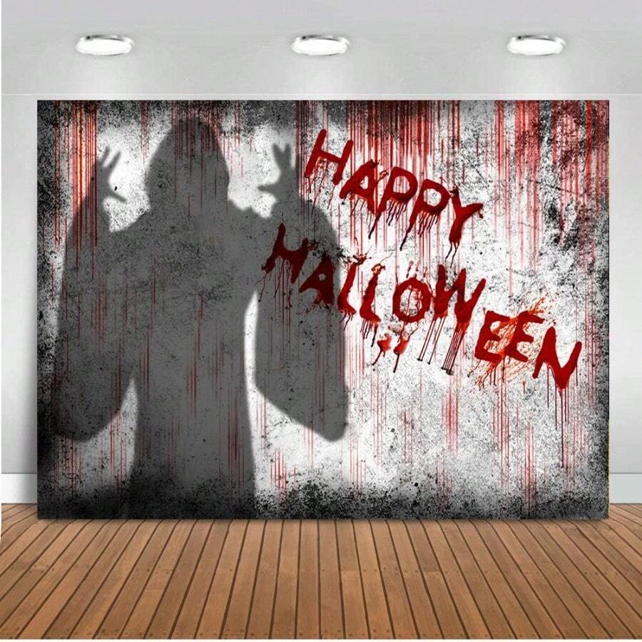 CZCHAIYA Happy Halloween Backdrop Nightmare Before Christmas Background Scary Ghost Party Decorations For Photography Pictures 8X6FT 0721439 - màu đen - Xem 1