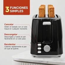 Tostadora 750w 2 Rebanadas 7 Niveles De Tostado Negra - Tipo de Enchufe A USA (110-127V) - Ver 3