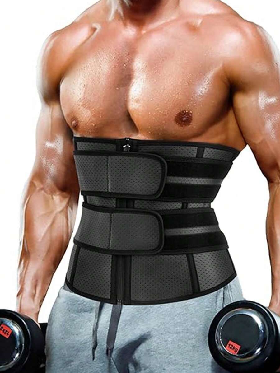 1pc Men's Waist Trainer Trimmer Corset Abdominal Binder Neoprene Sports Waist Belt, Sweat Waist Trainer Wrap For Men, Unisex Waist Trainer Sports Belt - 1PCS - View 1