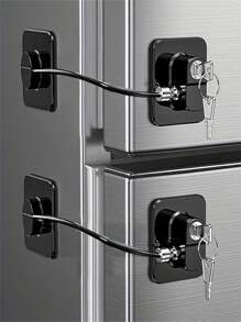 1/3 件多功能冰箱锁，带钥匙，安装简便，适用于厨房冰箱、橱柜、抽屉、壁橱、窗户和冰箱锁套件、家庭安全锁 - 彩色 - 查看 3