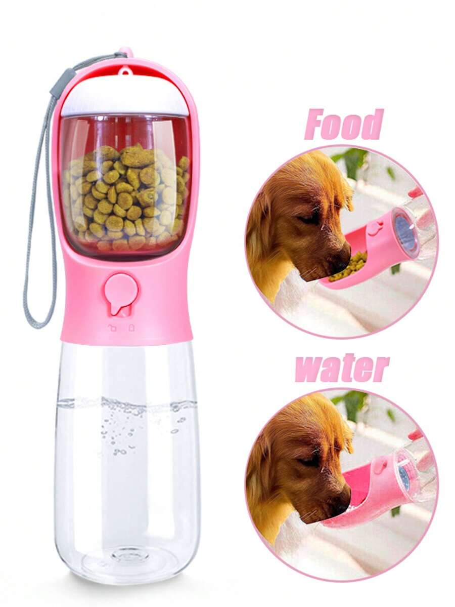 Dog Water Bottle With Food Container, Travel Puppy Water Bowl, Portable Pet Dispenser, Dog Stuff Accessories Items, Automatic Feeder Feeding, Puppy Essentials Necessities For Yorkie Chihuahua Cat Walking And Hiking - Hồng - Xem 1