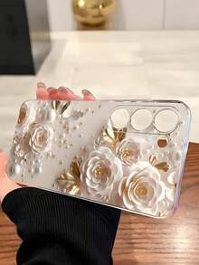 1 件珍珠玫瑰花蝴蝶软手机壳，适用于 17 系列、Honor、Redmi、Galaxy A04e/12/A13/A14/A34/A50/A52/A53/A54/S21/S22/S23/S24/S25/S25Ultra、6A/7A/8A、12T/13T - 無色 - 查看 4