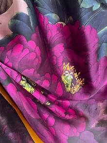 1 件花卉印花雪纺披肩围巾，女士长款轻薄和服开衫，适合夏季海滩、防晒、日常穿着 - 彩色 - 查看 3