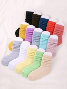 12 Pairs/Set Kids' Casual Solid Color Socks, Girls' Candy Color Cute Pink Princess Style Socks, Suitable For All Seasons, Random Color - Multicolor - View 5