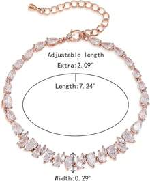 Crysdue Wedding Bridal Link Bracelet Brides Bridesmaids, Marquise Cubic Zirconia Tennis Bracelets Women Prom Jewelry - I_CZ,玫瑰金 - 查看 10