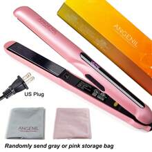 ANGENIL ANGENIL Chapinha de Ferro para Cabelo com Óleo de Argan para Mulheres, Alisador e Modelador de Cabelo 2 em 1, Chapinha Cerâmica Rosa Profissional e Portátil, Tela LCD, Aquecimento Rápido, Chapinha de 1 Polegada para Todos os Tipos de Cabelo