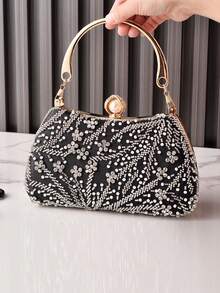 包包，女士包包，偏爱包包，女士晚宴包，重工，串珠旗袍包，年会婚礼新娘手拿包。 - 黑色 - 查看 5