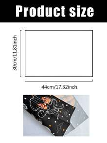 1 件/2 件/4 件/600 件 11.8 英寸 X 17.3 英寸万圣节鬼魂黑猫南瓜图案涤纶餐垫 - 黑色背景搭配“BOO！”鬼魂、蝙蝠、南瓜灯笼和黑猫，带蝴蝶结圆点装饰，适合万圣节派对、家庭餐桌 - 彩色 - 查看 10