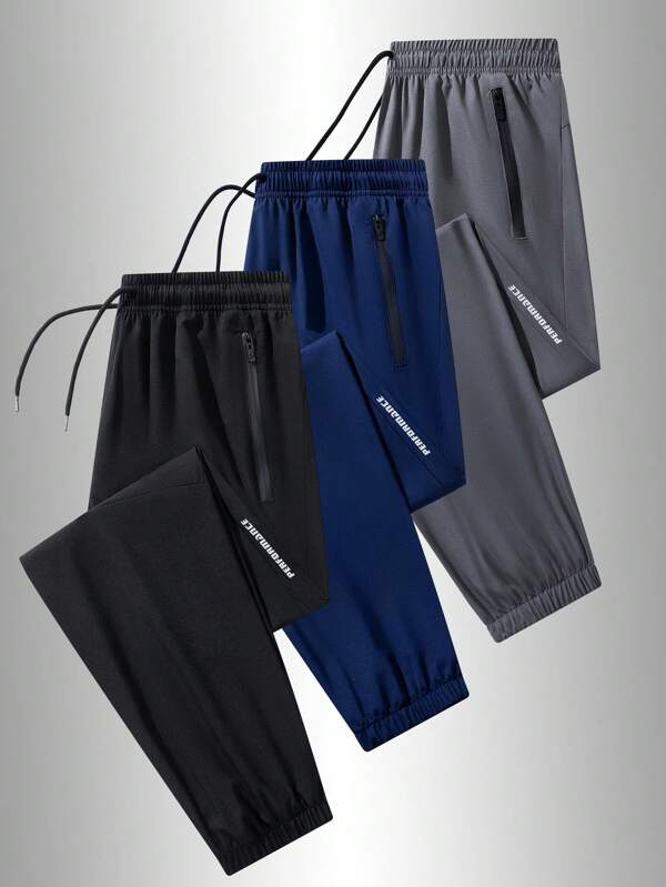 Men Fitness Boyfriend Style Men Drawstring Waist Flap Pocket Side Sports Pants