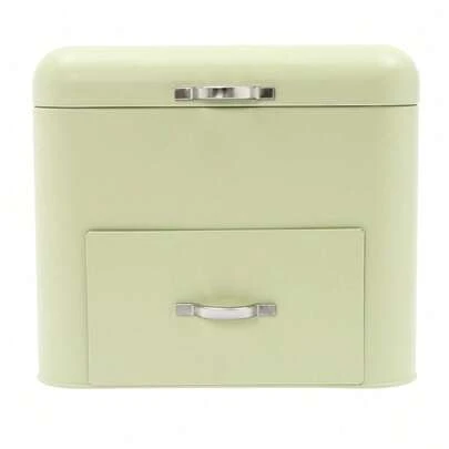 2 Layer Metal Bread Boxes, Kitchen Bread Bin With Top Lid And 1 Drawers, Large Capacity Metal Bread Box For Loaves, Cookies, Pastries