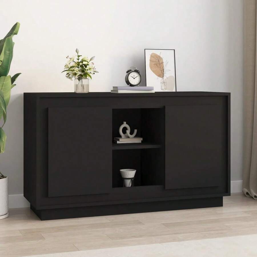 Küchenmöbel Sideboard Schwarz 102x35x60 cm aus Sperrholz Modernes Sideboard Vielfältige Verwendungsmöglichkeiten, Esszimmer/Küche