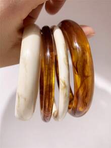 1/4 chiếc Vòng tay nhựa mỏng không đối xứng thời trang dành cho nữ, đa năng và có thể xếp chồng lên nhau - vòng đeo tay - Xem 1