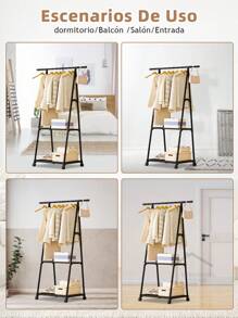 Burro de ropa con ruedas tipo perchero, organizador de ropa vertical, estante metálico para colgar y guardar, mueble de almacenamiento para recámara, cuarto o lavandería