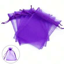 50/100pcs Purple Organza Gift Bags, Dark Purple Colored Packaging Bags For Tableware, Lavender Spice Packaging Bags, Halloween Christmas Home Supplies, Party Wedding Gift Packaging, Suitable For Holidays Parties, Birthday, Wedding, Gifts, Outdoor Picnics, Valentine's Day, Wedding Supplies, Candy Bags, Jewelry Packaging Organza Bags, Candy Bags, Travel Storage Packaging Bags, Holiday Gift Bags, Fruit Anti-Insect Bags, Christmas - Multicolor - View 8