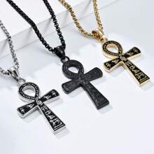 1 Piece Of Stainless Steel Ancient Egyptian Style Symbol Cross Necklace Pendant, Suitable For Men/Women, Gift For Holidays And Birthdays