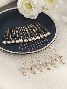 18 件套新娘银色水钻婚礼发夹，适合新娘伴娘女士婚礼发饰