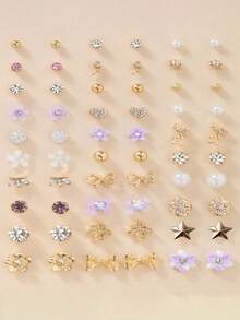 30 对时尚百搭小众新颖的青少年花朵、叶子和多种耳环适合作为礼物送给朋友 - 查看 3