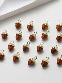 2 mặt dây chuyền hình nón thông 3D bằng kim loại dễ thương DIY, vòng cổ, vòng tay, bông tai, đồ trang sức - Quả thông - Xem 5