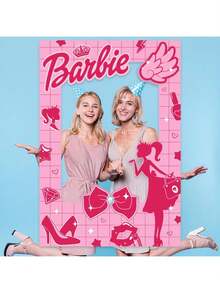 Mattel 1PC Barbie Officially Licensed Princess Doll Theme Barbie Box For Photoshoot Photo Booth Props Birthday Party Decorations Hot Pink Backdrop Birthday Photo Booth Box Party Supplies