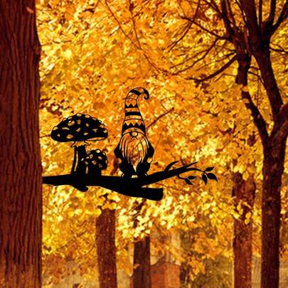 CIF BUY Estatua de gnomo de jardín de metal - Decoración de arte para el patio, jardín, patio trasero - Decoración de árbol resistente a la intemperie - Regalo único para jardinería. Adecuado para jardín, jardín, jardín, decoración de jardín, artículos esenciales para fiestas, proceso de pintura de hornear de un siglo de antigüedad, materiales de alta calidad, fácil de instalar